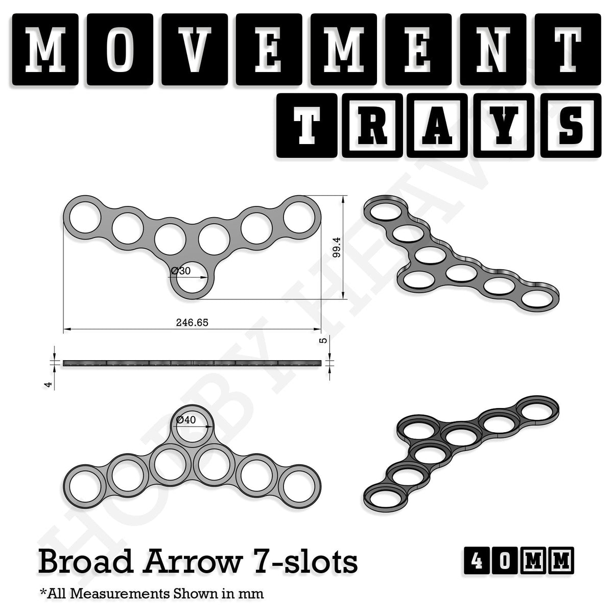 40mm Movement Trays for Miniatures | Tabletop Wargames Compatible | Full Range