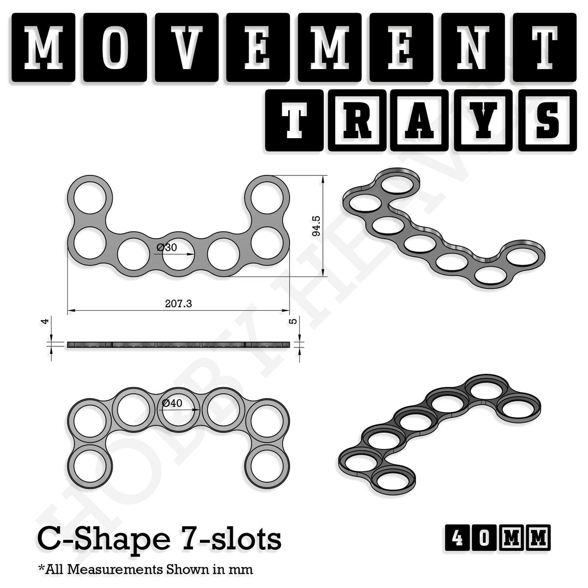 40mm Movement Trays for Miniatures | Tabletop Wargames Compatible | Full Range