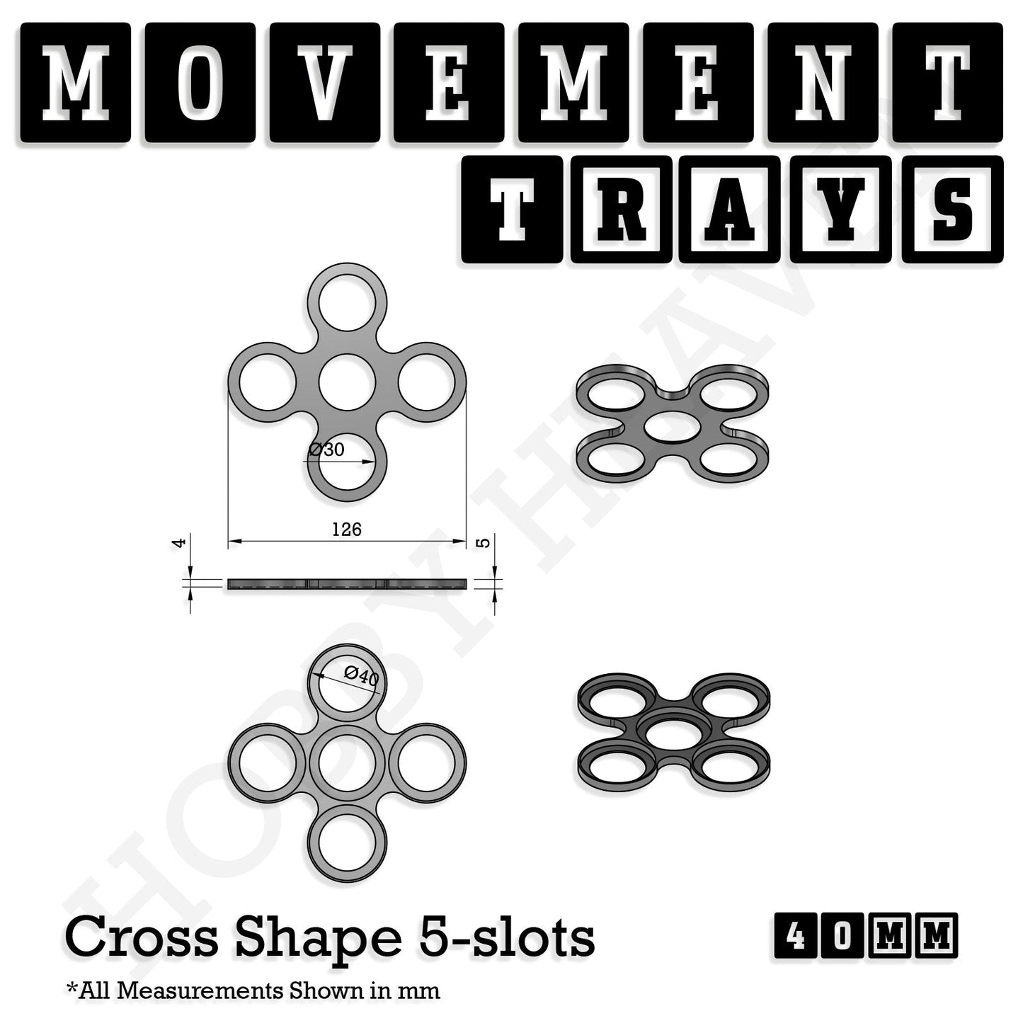 40mm Movement Trays for Miniatures | Tabletop Wargames Compatible | Full Range