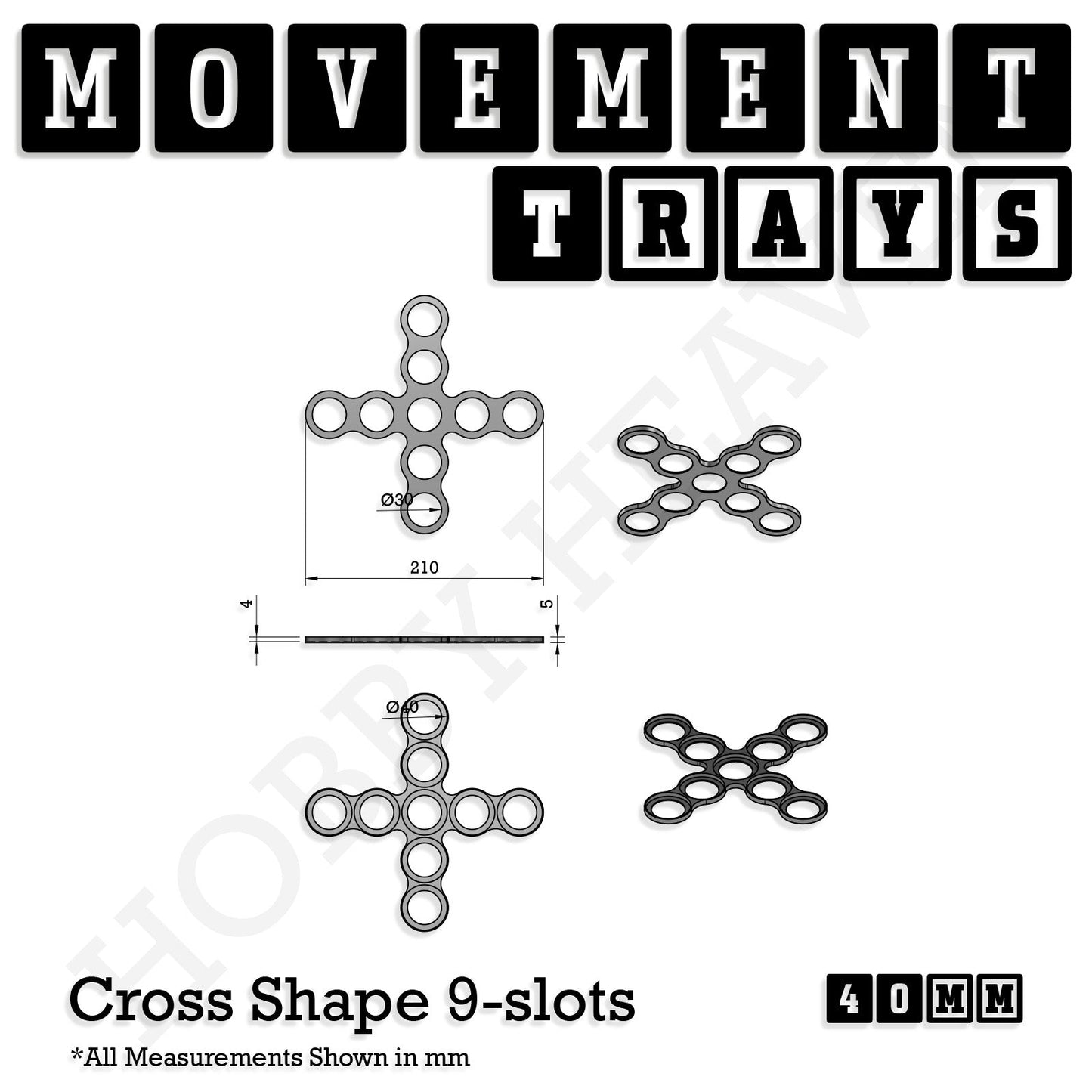 40mm Movement Trays for Miniatures | Tabletop Wargames Compatible | Full Range