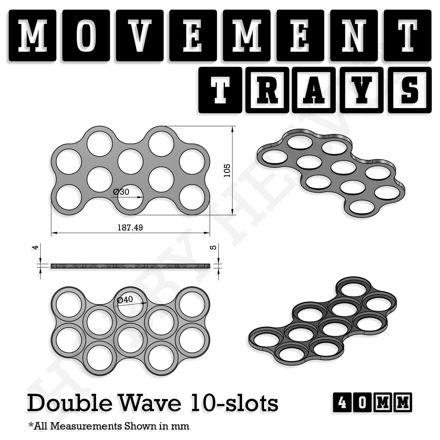 40mm Movement Trays for Miniatures | Tabletop Wargames Compatible | Full Range
