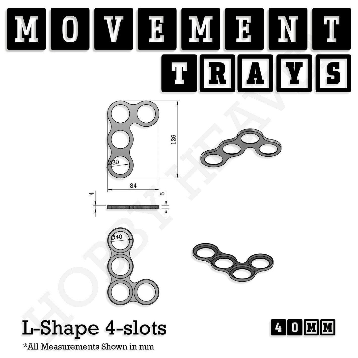 40mm Movement Trays for Miniatures | Tabletop Wargames Compatible | Full Range