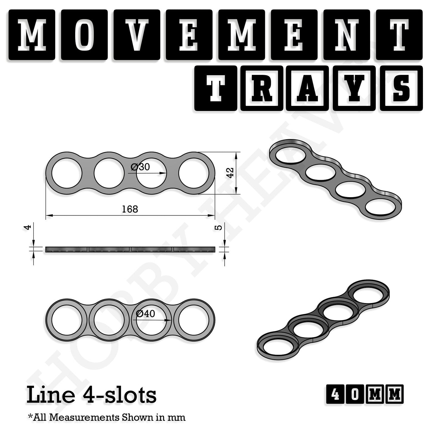 40mm Movement Trays for Miniatures | Tabletop Wargames Compatible | Full Range