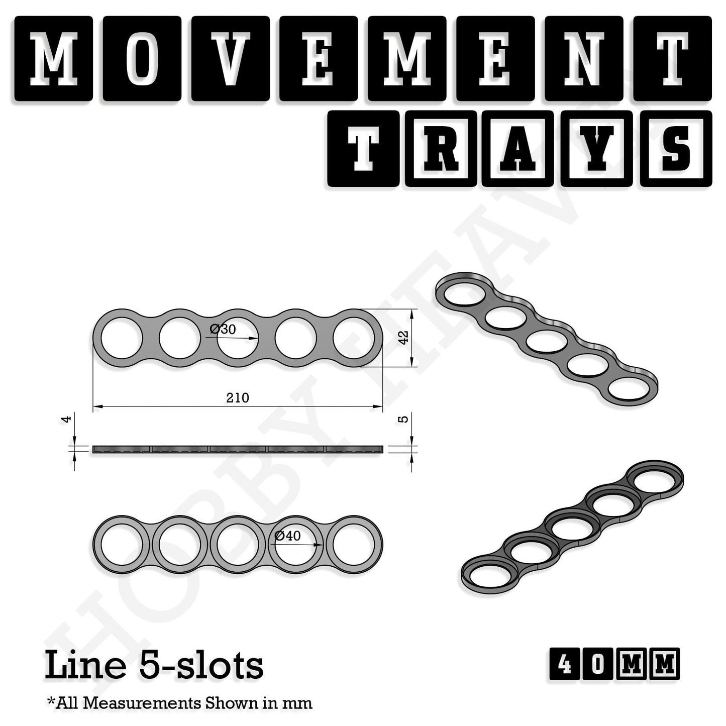 40mm Movement Trays for Miniatures | Tabletop Wargames Compatible | Full Range