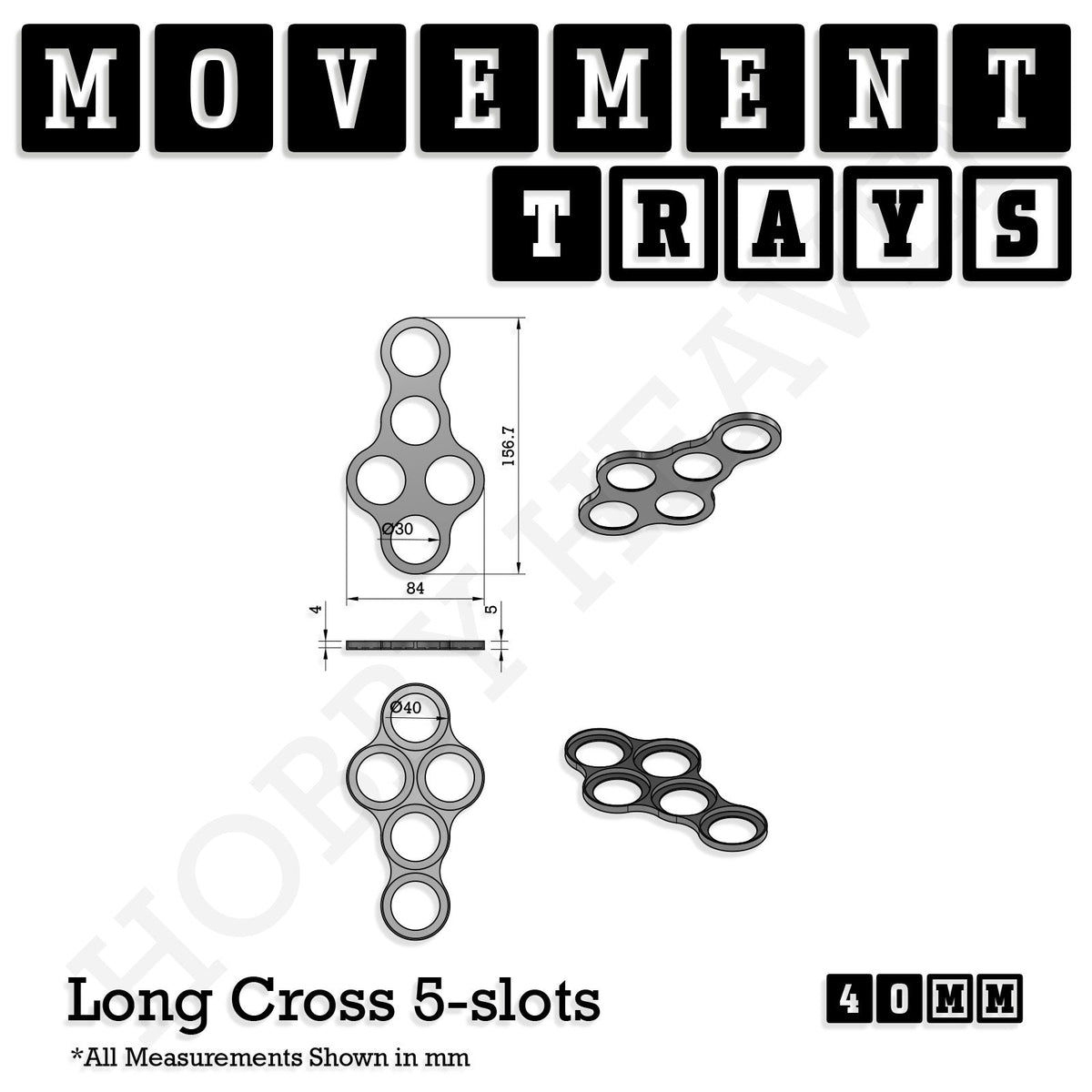 40mm Movement Trays for Miniatures | Tabletop Wargames Compatible | Full Range