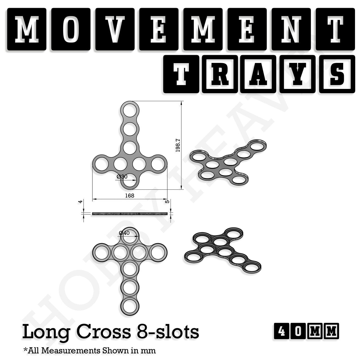 40mm Movement Trays for Miniatures | Tabletop Wargames Compatible | Full Range