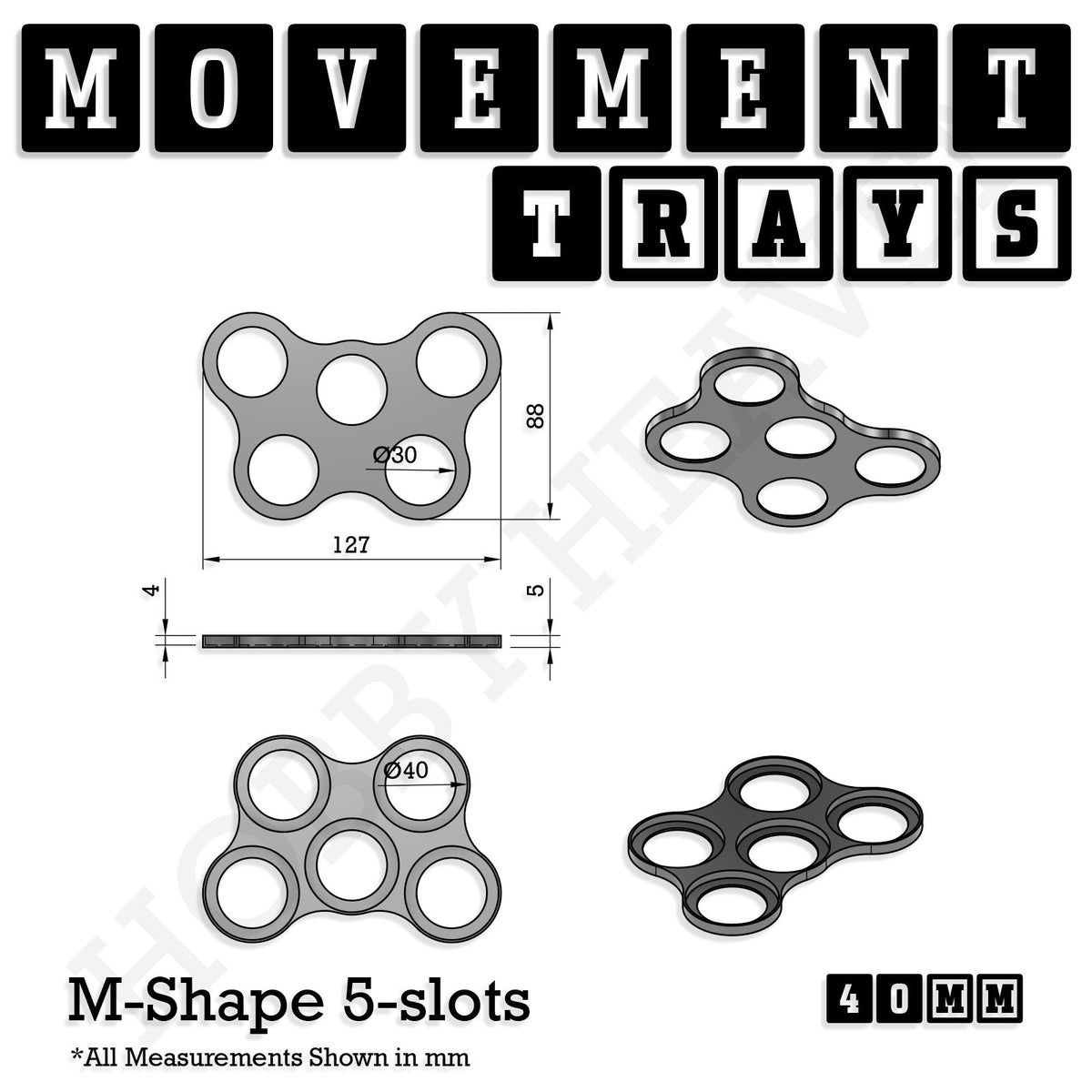 40mm Movement Trays for Miniatures | Tabletop Wargames Compatible | Full Range