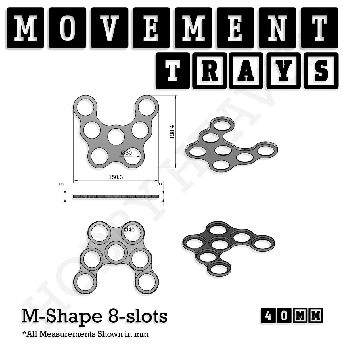 40mm Movement Trays for Miniatures | Tabletop Wargames Compatible | Full Range