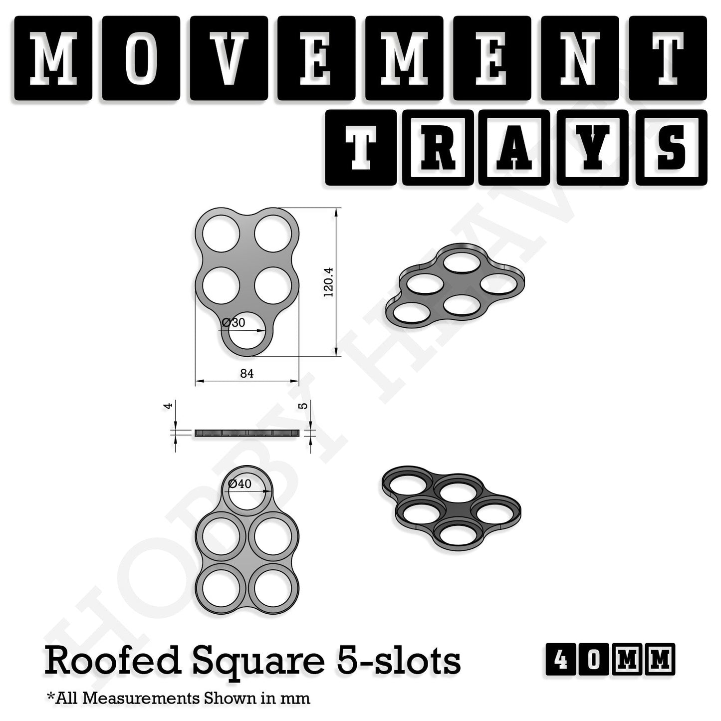 40mm Movement Trays for Miniatures | Tabletop Wargames Compatible | Full Range