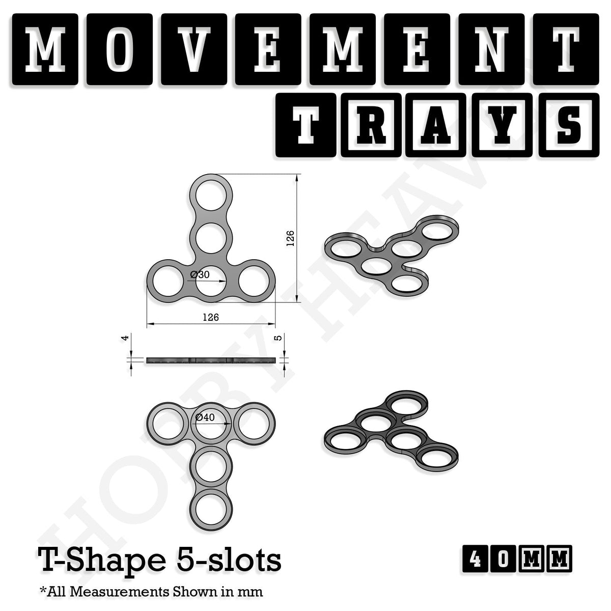 40mm Movement Trays for Miniatures | Tabletop Wargames Compatible | Full Range