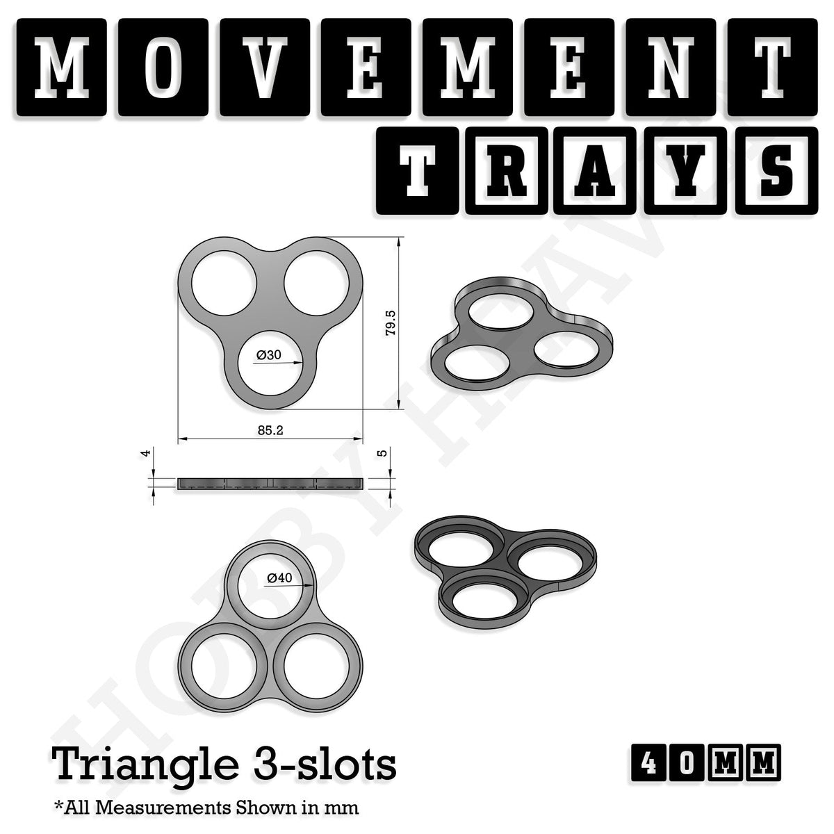40mm Movement Trays for Miniatures | Tabletop Wargames Compatible | Full Range