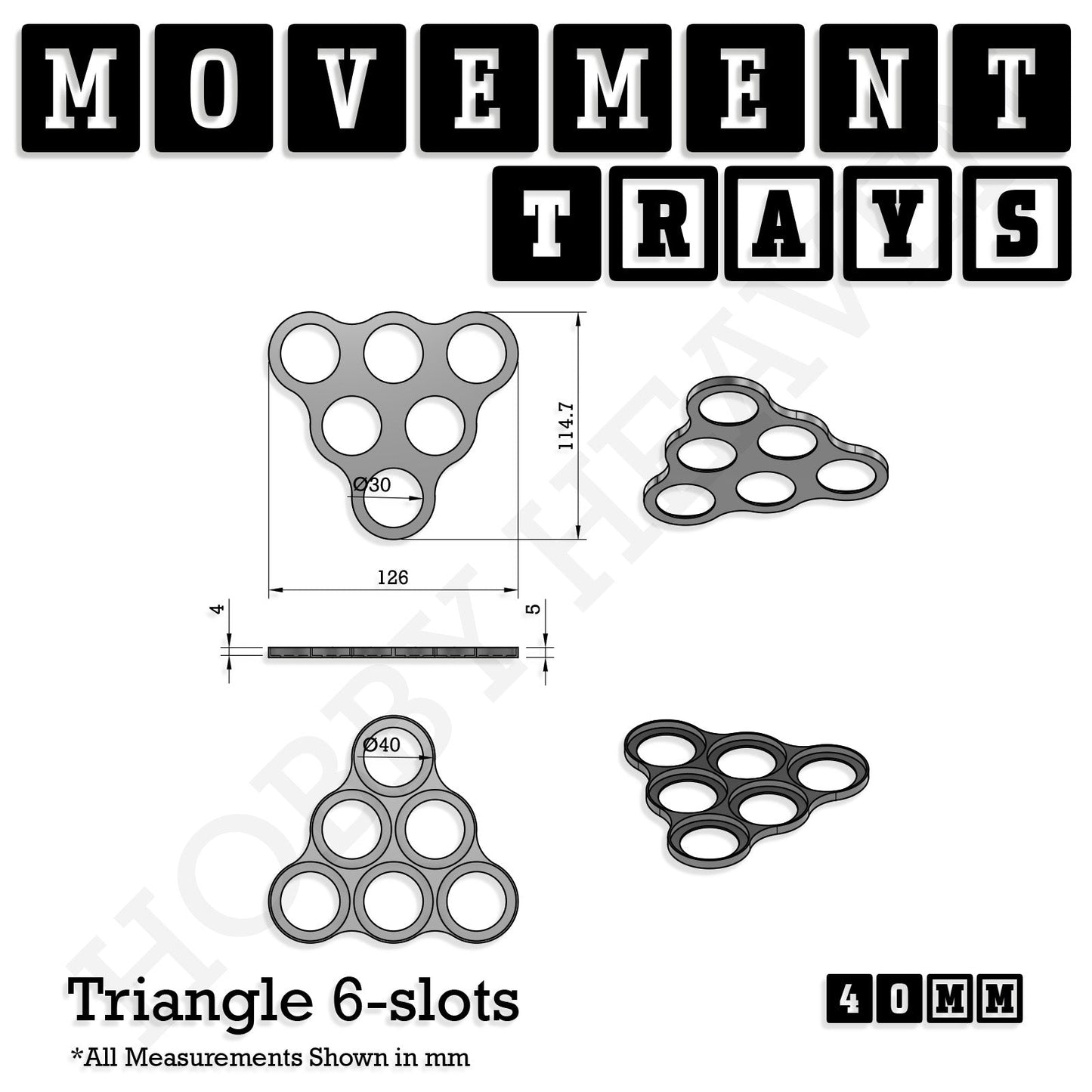 40mm Movement Trays for Miniatures | Tabletop Wargames Compatible | Full Range