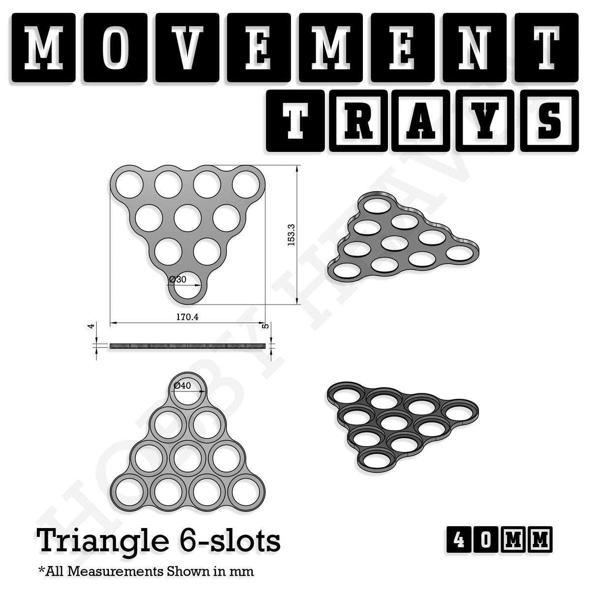 40mm Movement Trays for Miniatures | Tabletop Wargames Compatible | Full Range
