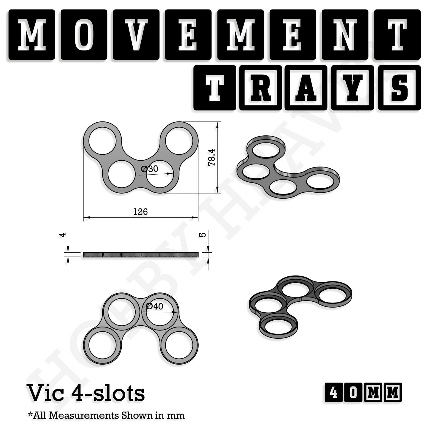 40mm Movement Trays for Miniatures | Tabletop Wargames Compatible | Full Range