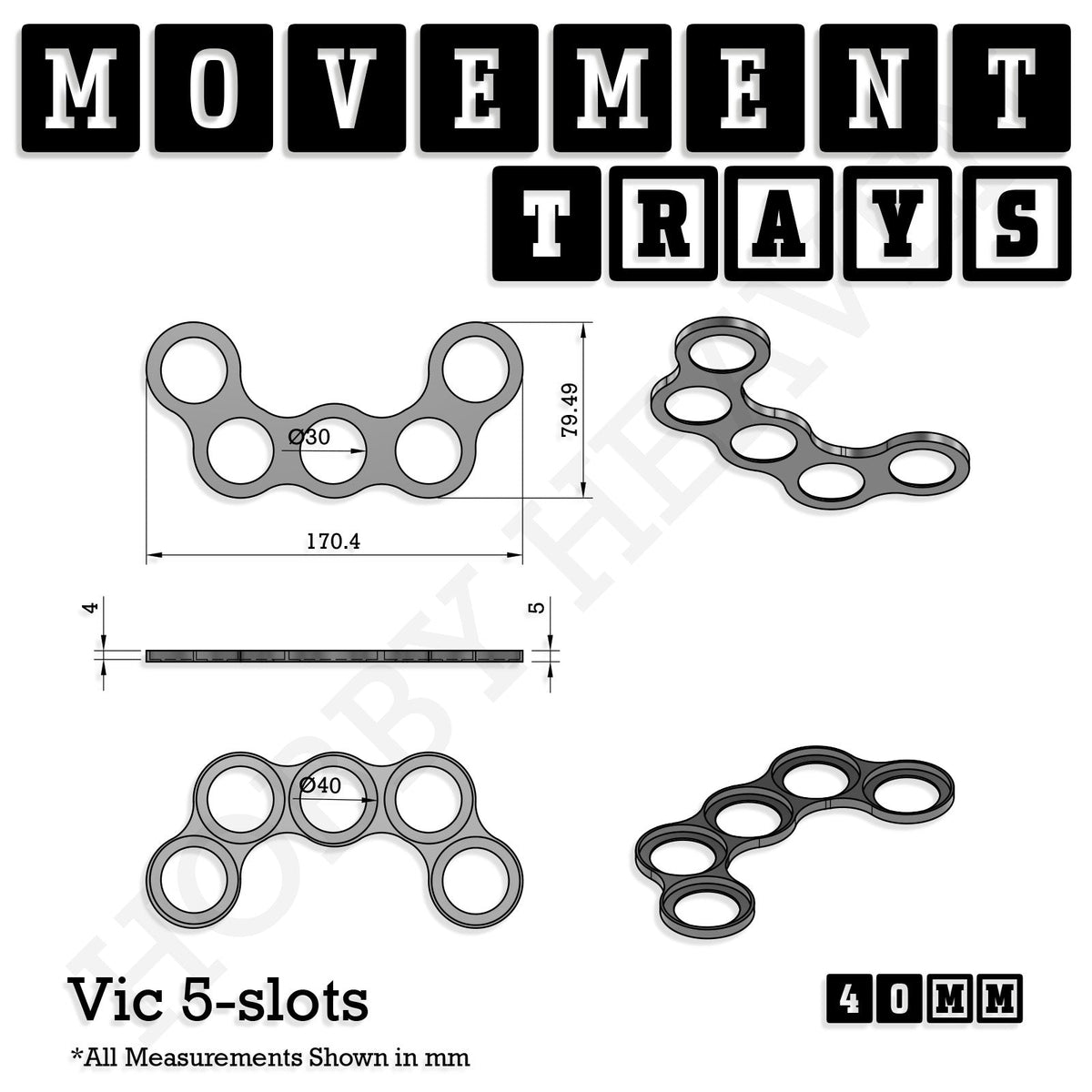 40mm Movement Trays for Miniatures | Tabletop Wargames Compatible | Full Range