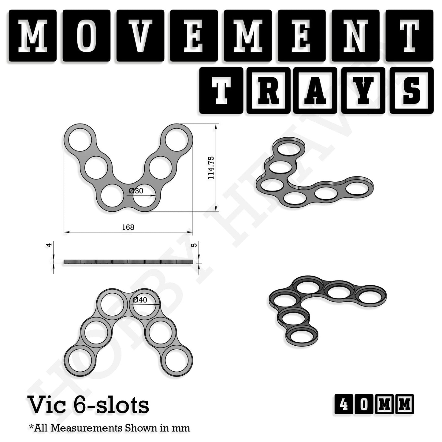 40mm Movement Trays for Miniatures | Tabletop Wargames Compatible | Full Range