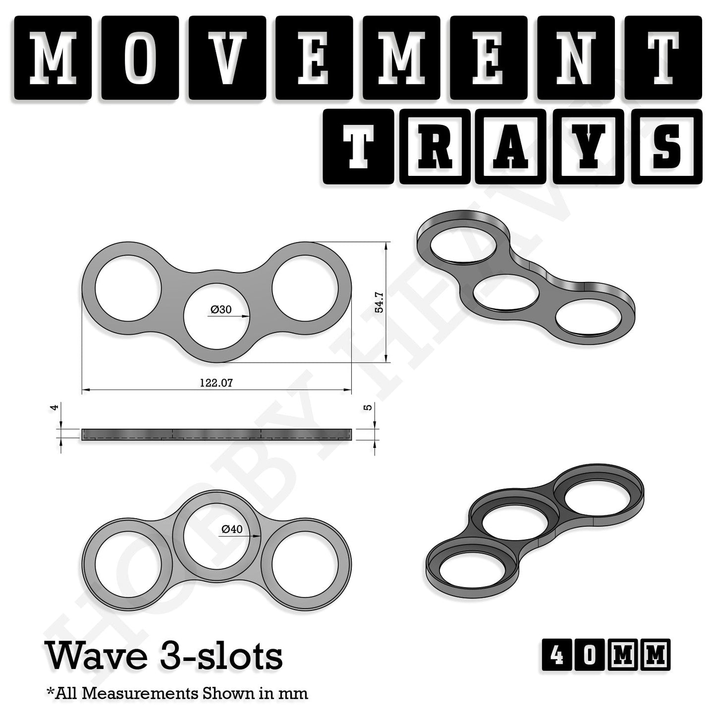 40mm Movement Trays for Miniatures | Tabletop Wargames Compatible | Full Range