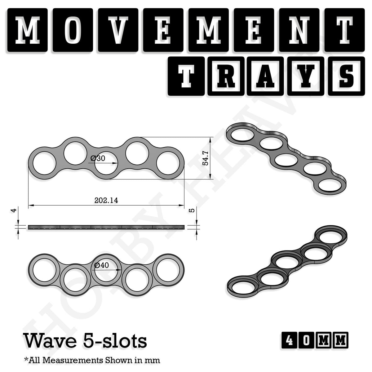 40mm Movement Trays for Miniatures | Tabletop Wargames Compatible | Full Range
