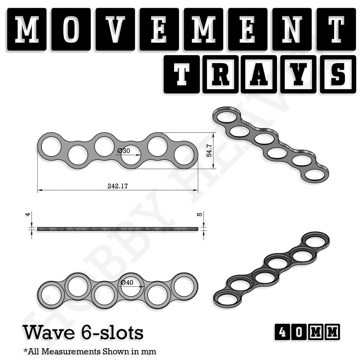 40mm Movement Trays for Miniatures | Tabletop Wargames Compatible | Full Range