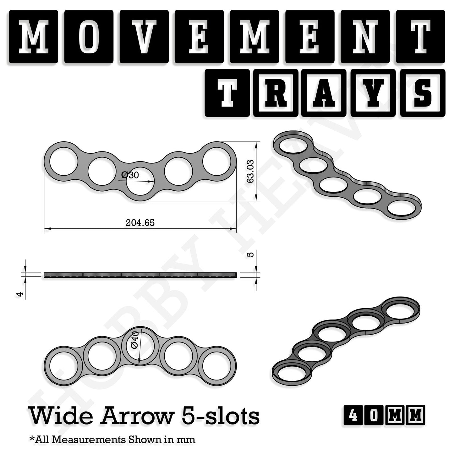 40mm Movement Trays for Miniatures | Tabletop Wargames Compatible | Full Range