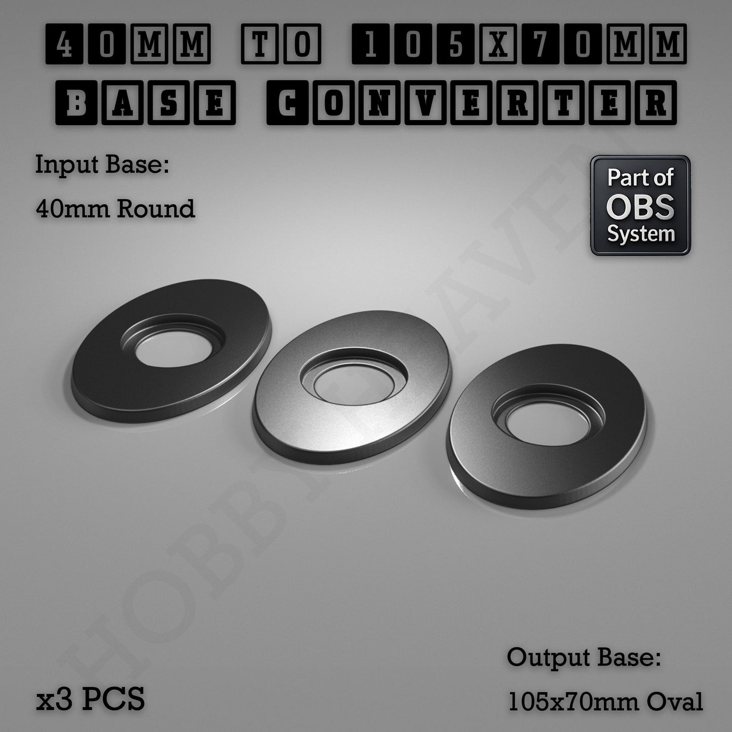 Round To Oval Bases Size Converters 3d Print Full Range