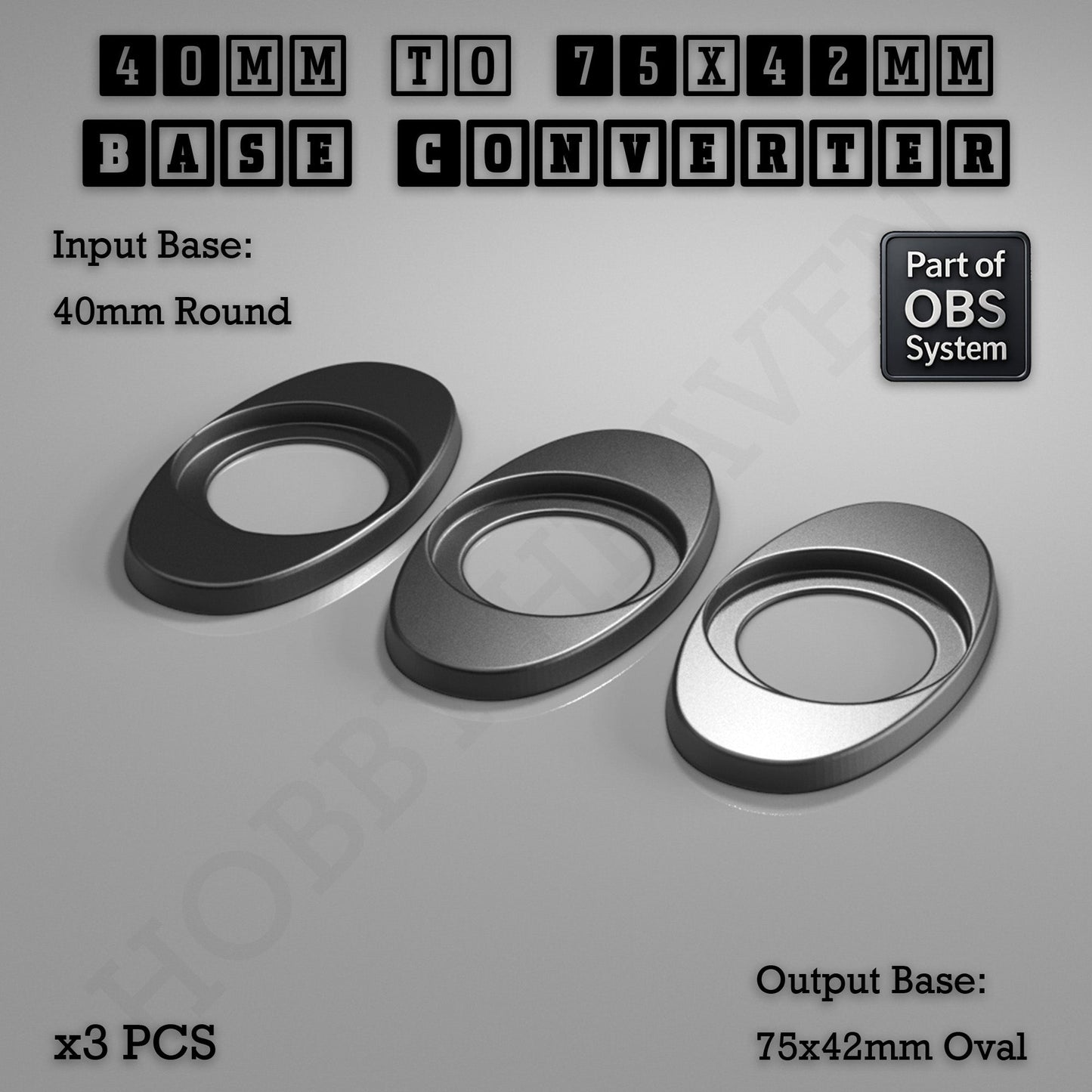 Round To Oval Bases Size Converters 3d Print Full Range