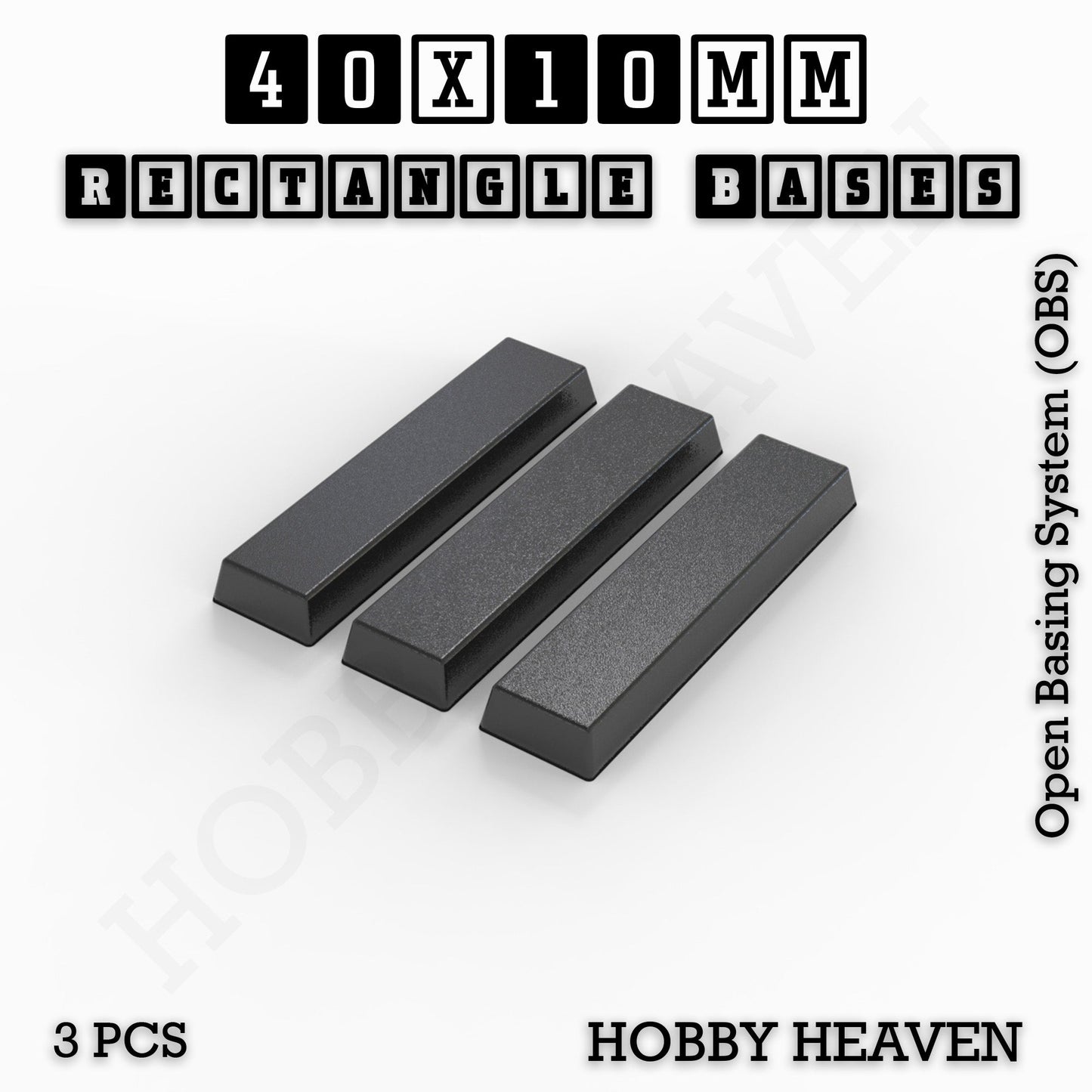Rectangle Bases Small Sizes - 20x15mm to 75x25mm and up to 60x50mm Wide - 3D Print Tabletop Games
