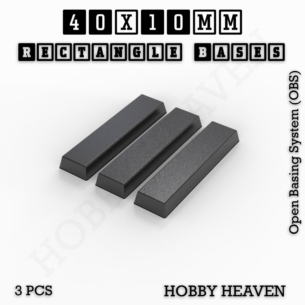 Rectangle Bases Medium Sizes - 75x30mm to 125x40mm and up to 100x90mm Wide - 3D Print Tabletop Games