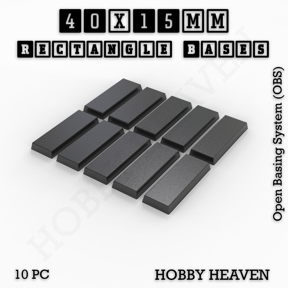 Rectangle Bases Small Sizes - 20x15mm to 75x25mm and up to 60x50mm Wide - 3D Print Tabletop Games