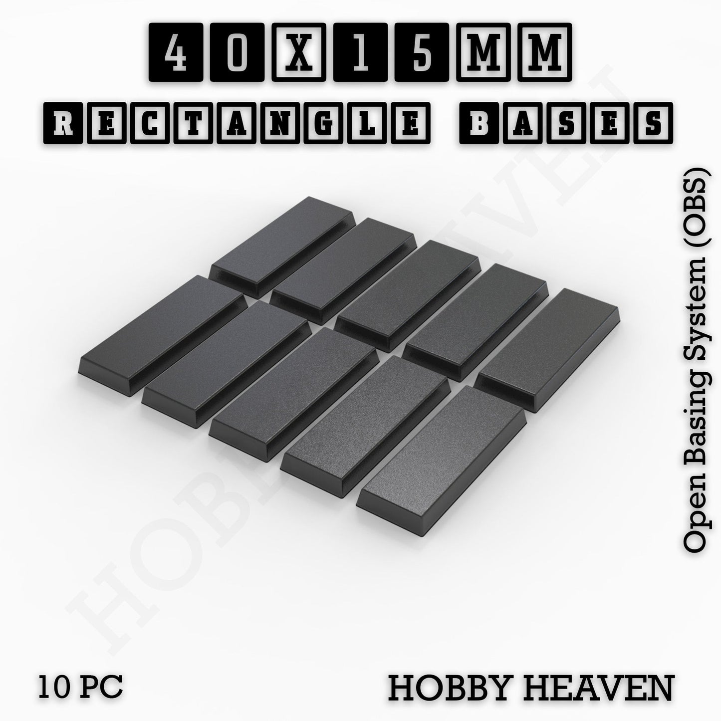 Rectangle Bases Medium Sizes - 75x30mm to 125x40mm and up to 100x90mm Wide - 3D Print Tabletop Games
