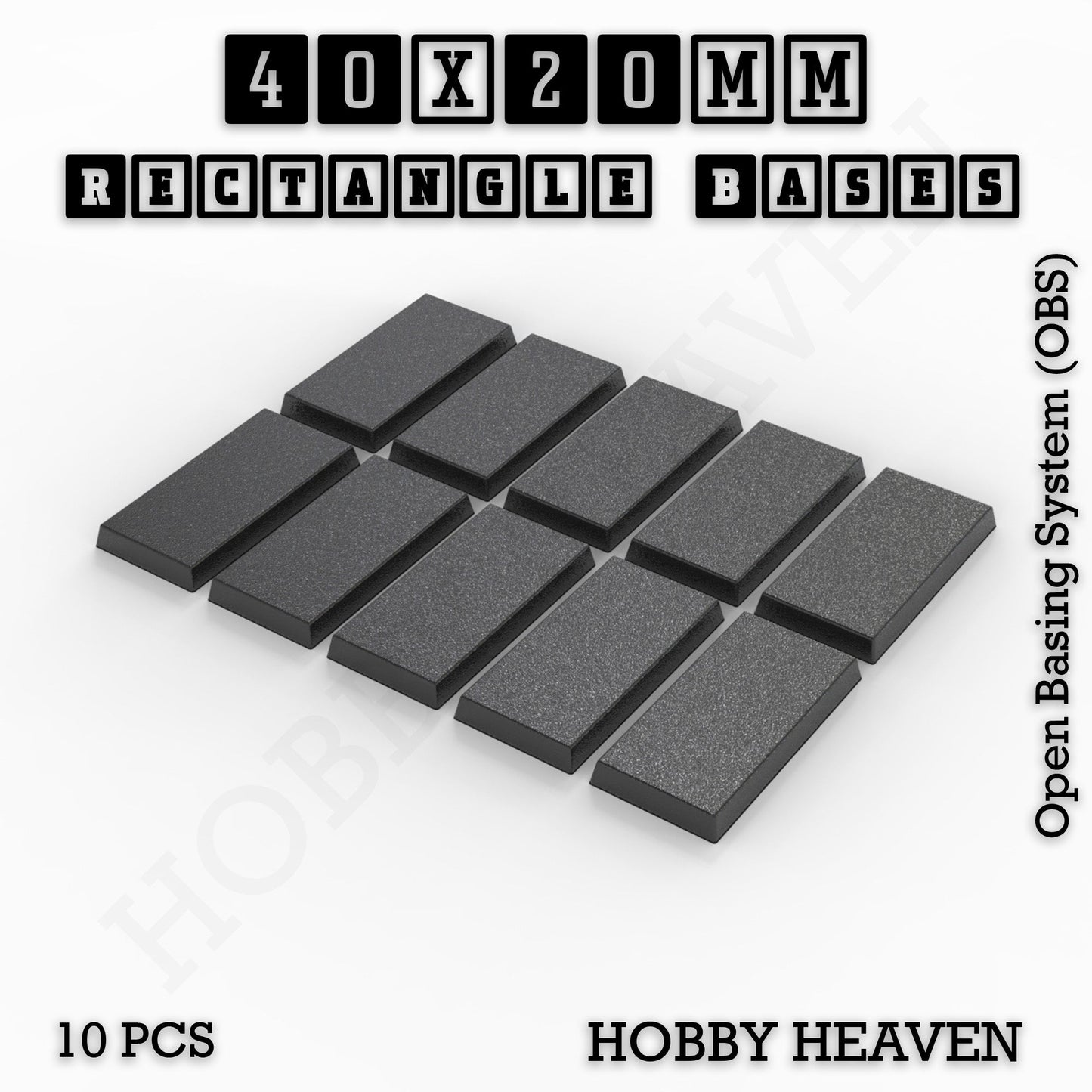 Rectangle Bases Medium Sizes - 75x30mm to 125x40mm and up to 100x90mm Wide - 3D Print Tabletop Games