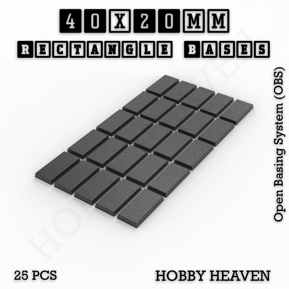 Rectangle Bases Medium Sizes - 75x30mm to 125x40mm and up to 100x90mm Wide - 3D Print Tabletop Games