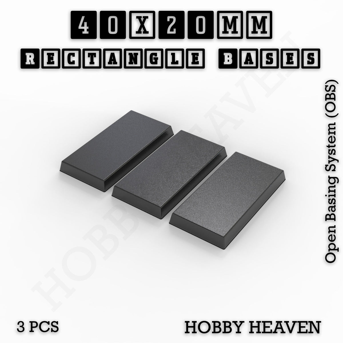 Rectangle Bases Small Sizes - 20x15mm to 75x25mm and up to 60x50mm Wide - 3D Print Tabletop Games