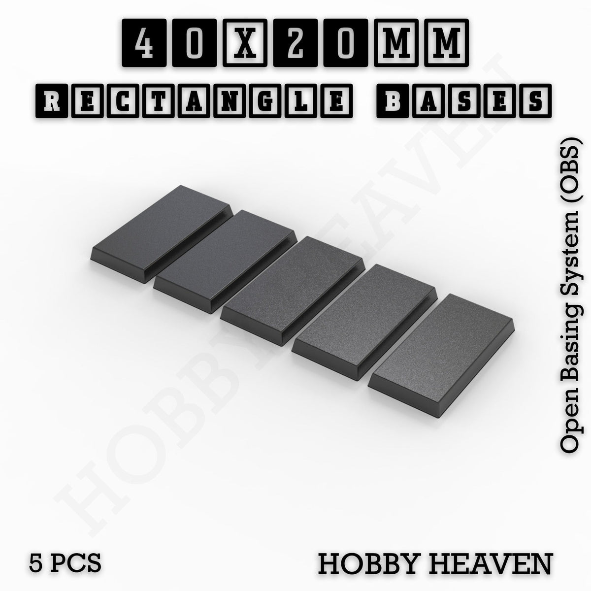 Rectangle Bases Small Sizes - 20x15mm to 75x25mm and up to 60x50mm Wide - 3D Print Tabletop Games