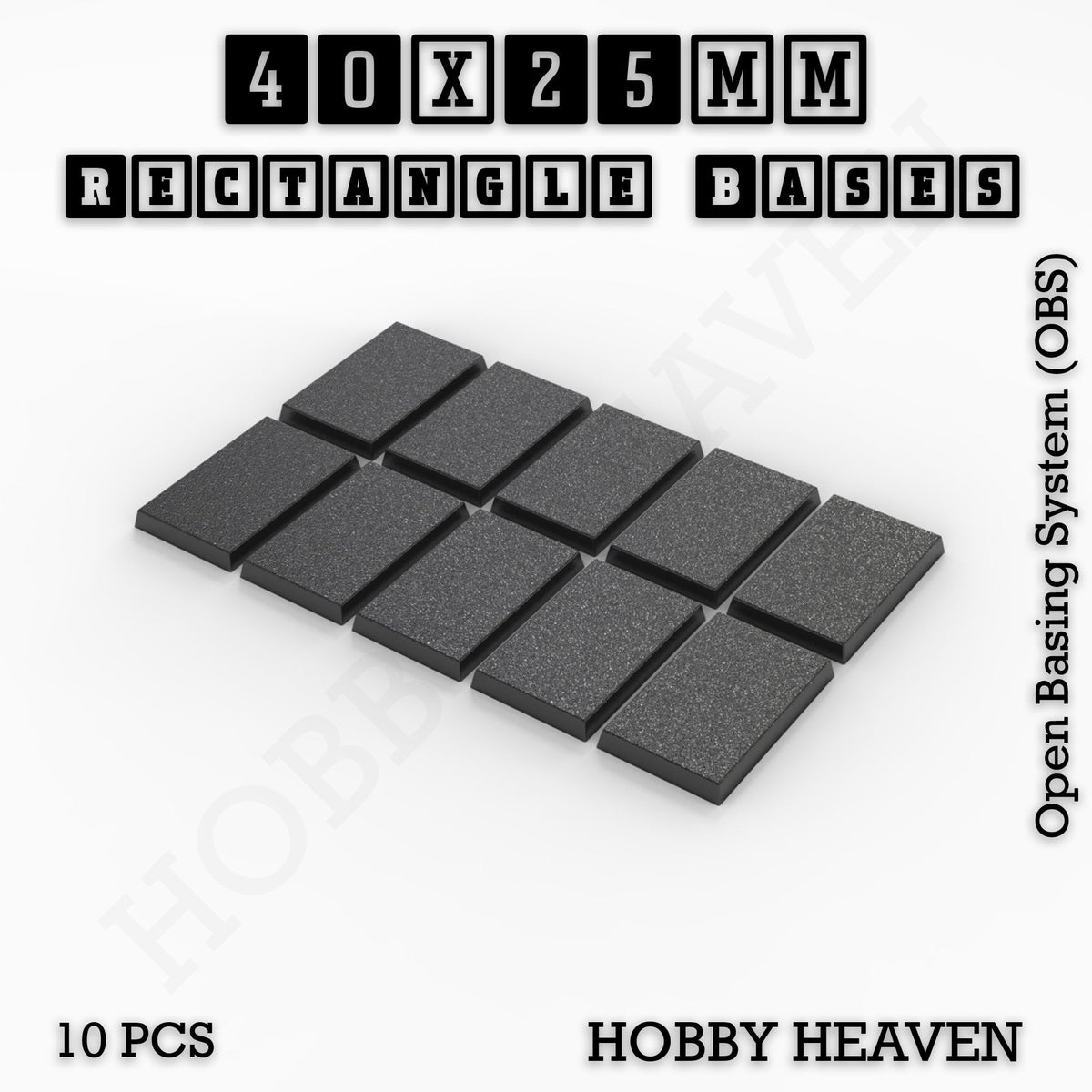 Rectangle Bases Medium Sizes - 75x30mm to 125x40mm and up to 100x90mm Wide - 3D Print Tabletop Games