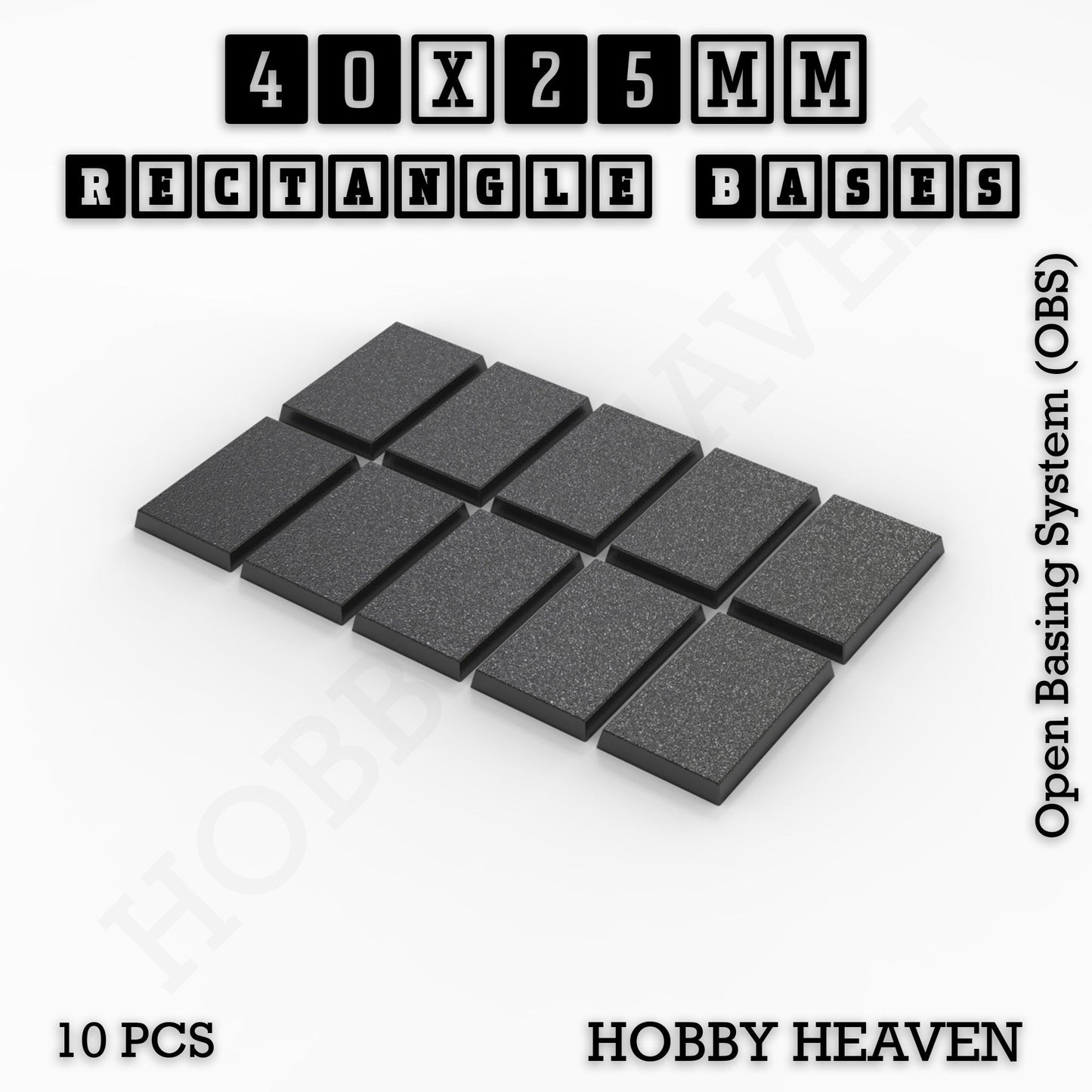 Rectangle Bases Small Sizes - 20x15mm to 75x25mm and up to 60x50mm Wide - 3D Print Tabletop Games