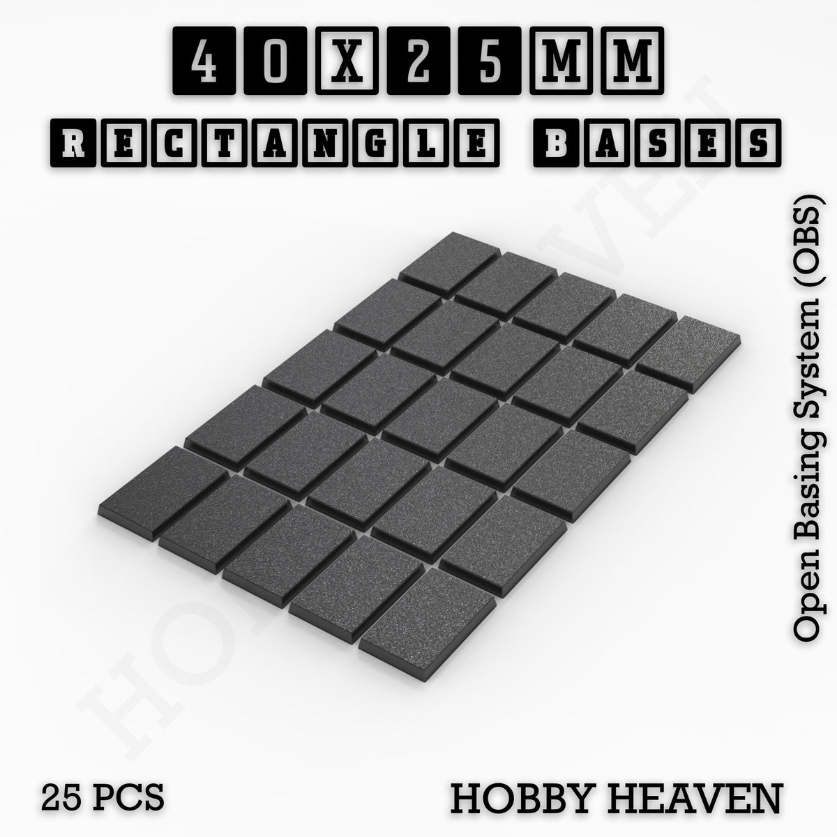 Rectangle Bases Small Sizes - 20x15mm to 75x25mm and up to 60x50mm Wide - 3D Print Tabletop Games