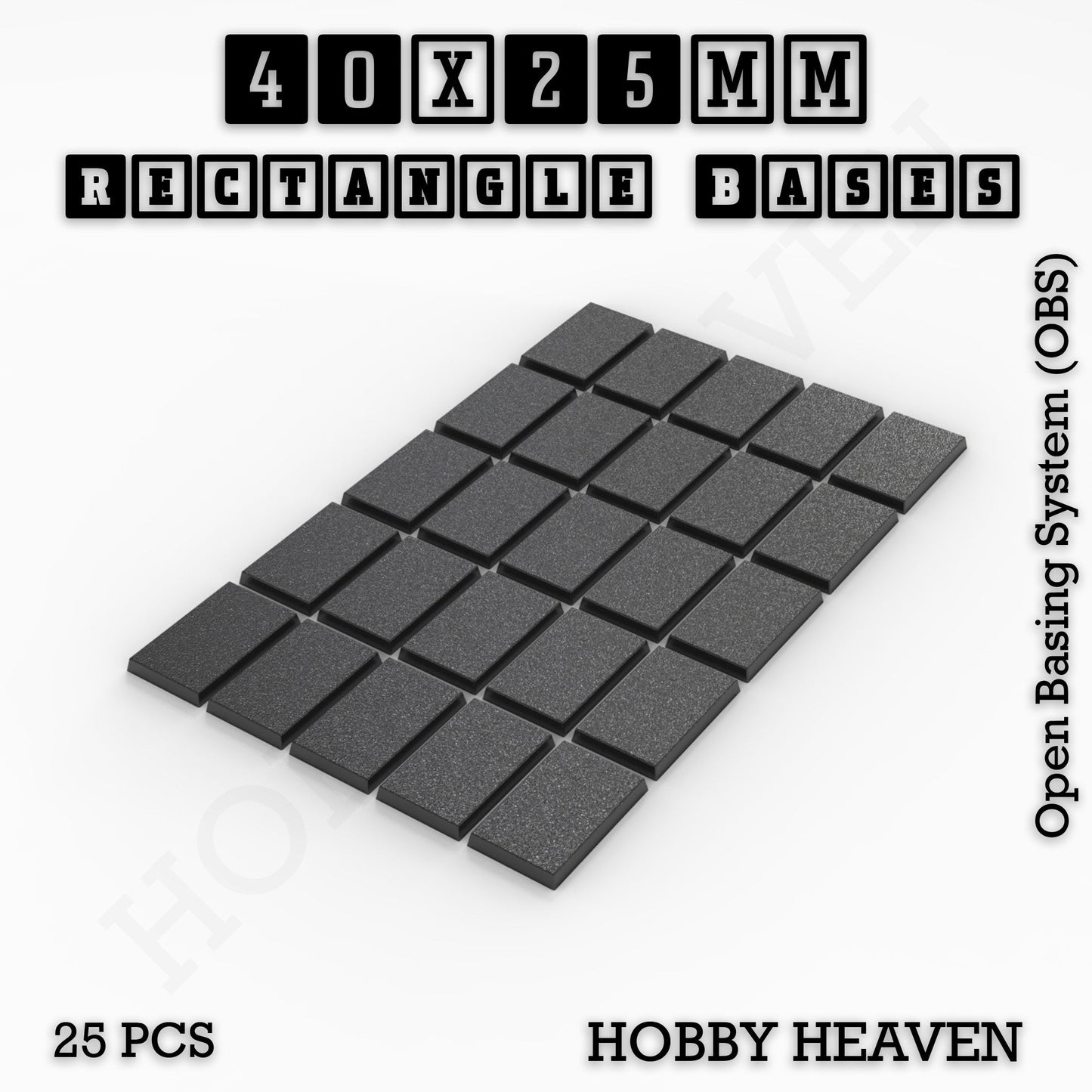 Rectangle Bases Medium Sizes - 75x30mm to 125x40mm and up to 100x90mm Wide - 3D Print Tabletop Games