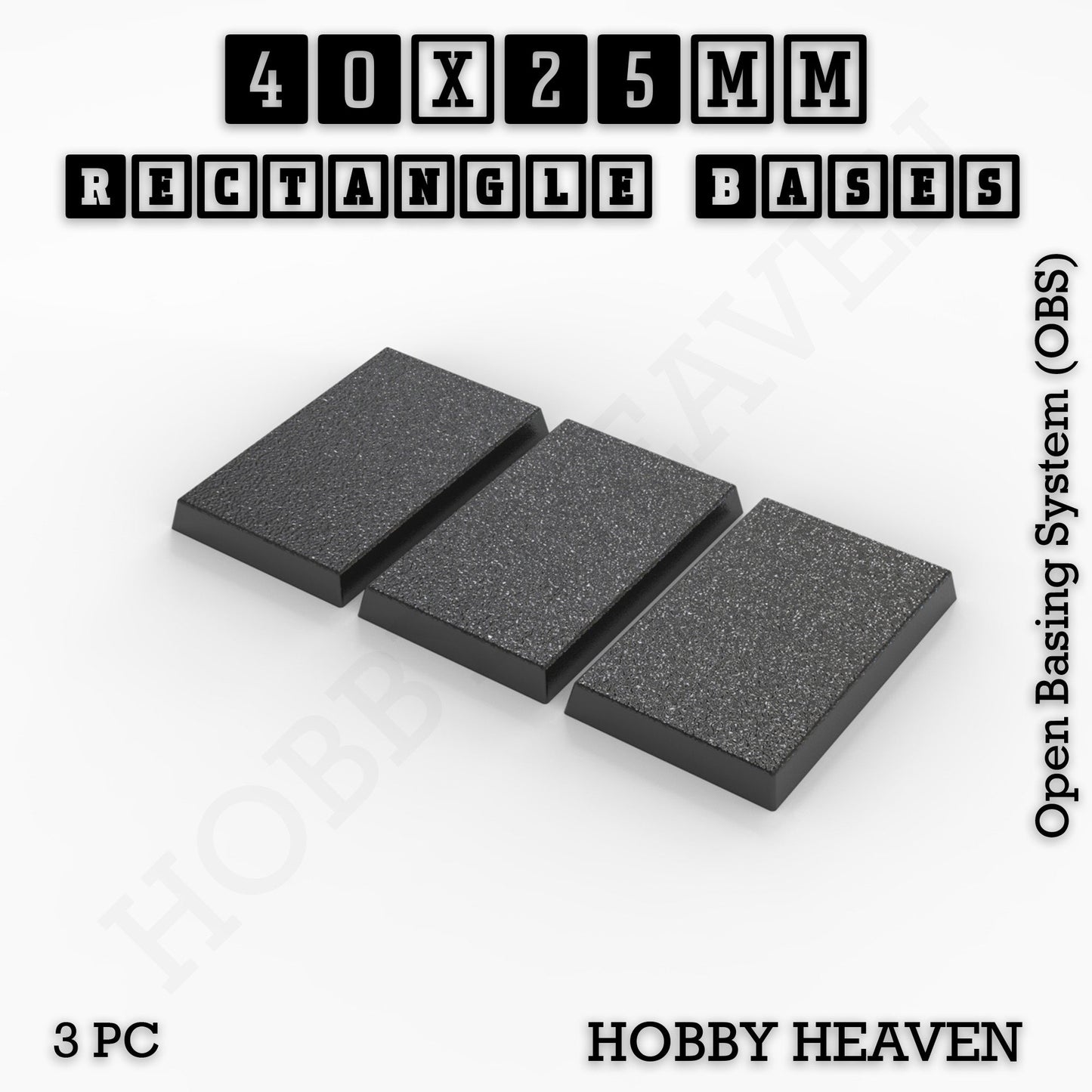 Rectangle Bases Small Sizes - 20x15mm to 75x25mm and up to 60x50mm Wide - 3D Print Tabletop Games
