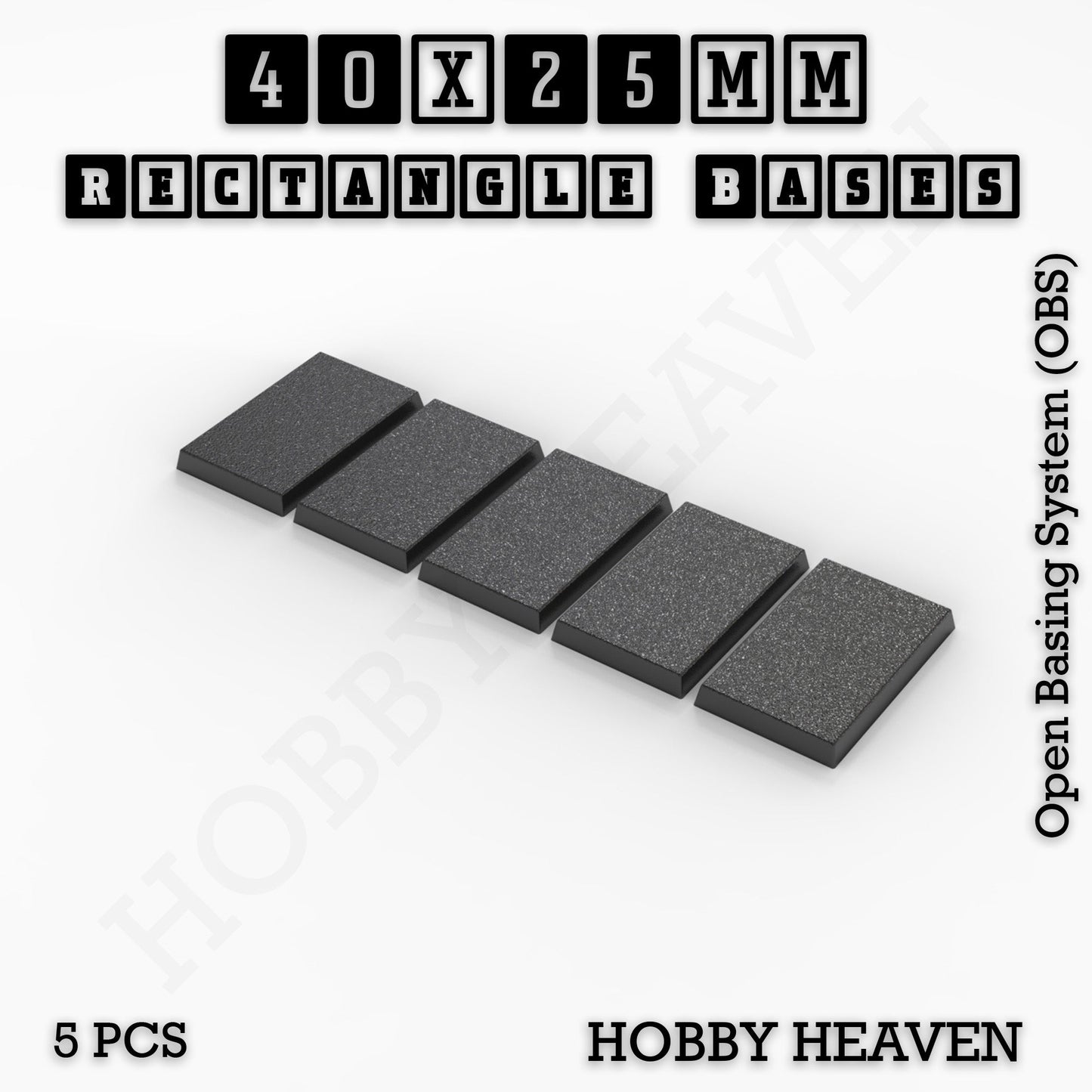 Rectangle Bases Small Sizes - 20x15mm to 75x25mm and up to 60x50mm Wide - 3D Print Tabletop Games