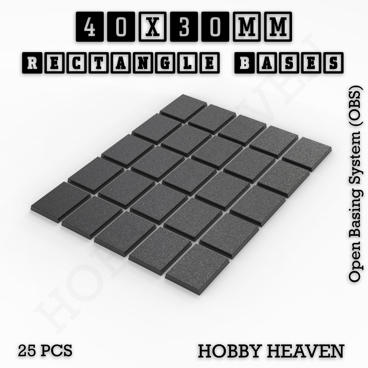 Rectangle Bases Small Sizes - 20x15mm to 75x25mm and up to 60x50mm Wide - 3D Print Tabletop Games