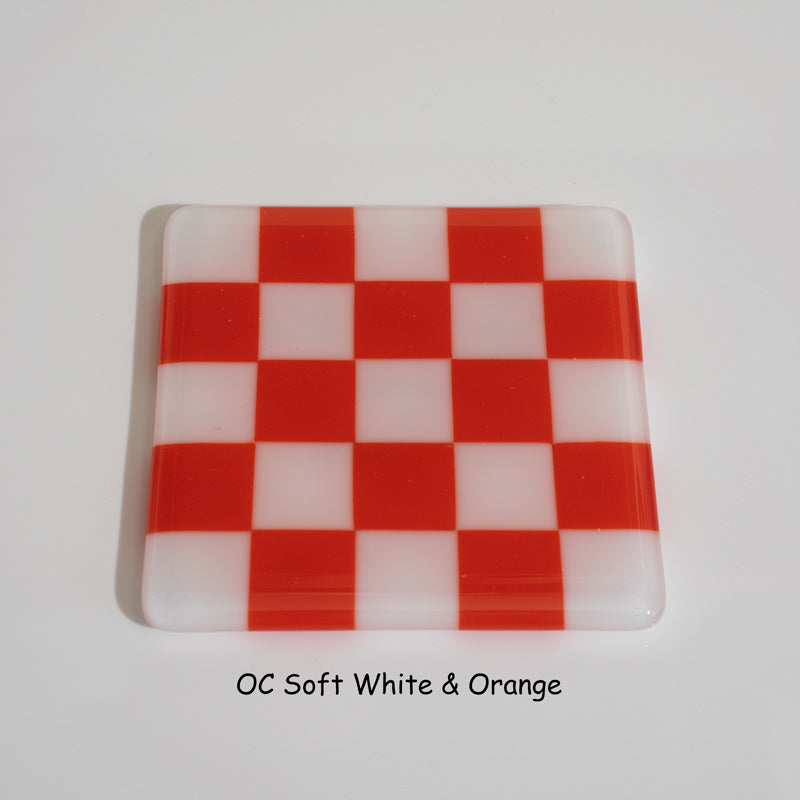 10cm Chequered Soft White/Colour Coaster - Oceanside Collection
