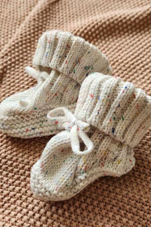 COZY Speckle Knit Booties 100% Cotton