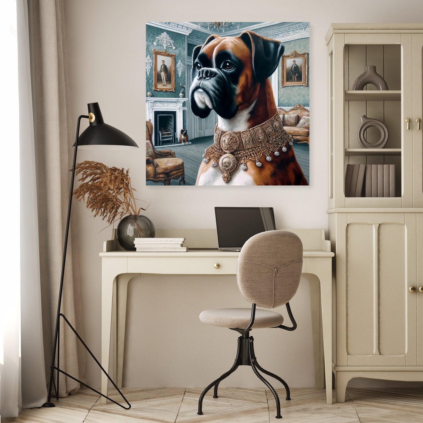 Guardian of the Manor Boxer Portrait Canvas