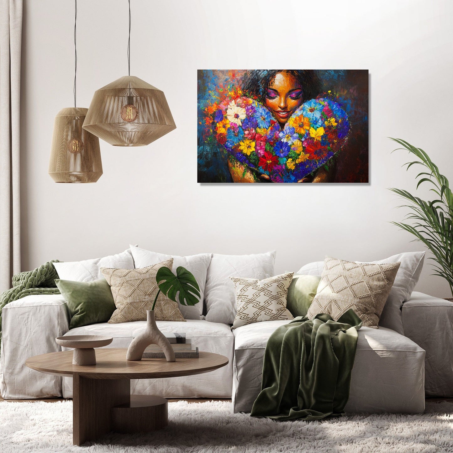 Floral Heart Embrace Canvas