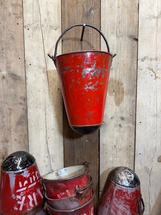 Vintage Galvanised Hanging Fire Bucket Hanging Basket / Plant Pot Planter Pail C