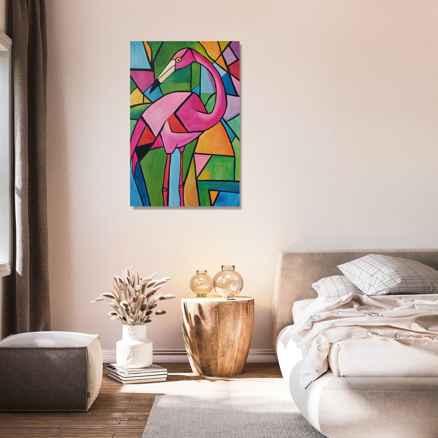 Geometric Flamingo Canvas