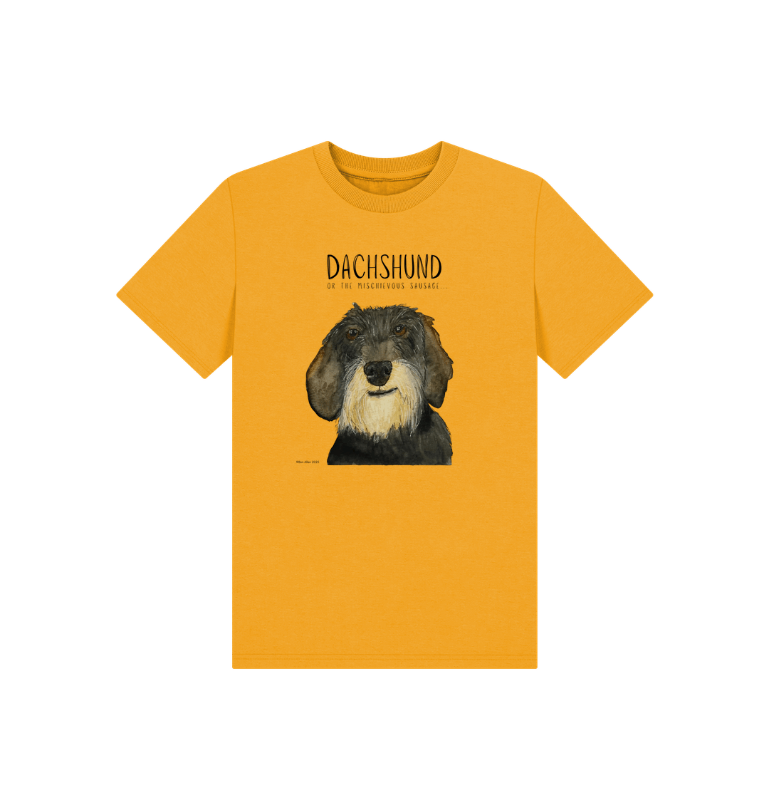 Mischievous Wire Haired Hot Dog Kids' T-Shirt – Small Pup, Big Attitude!