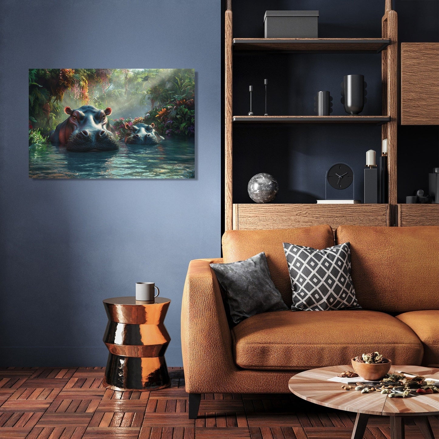 Hippo Family Reverie Canvas