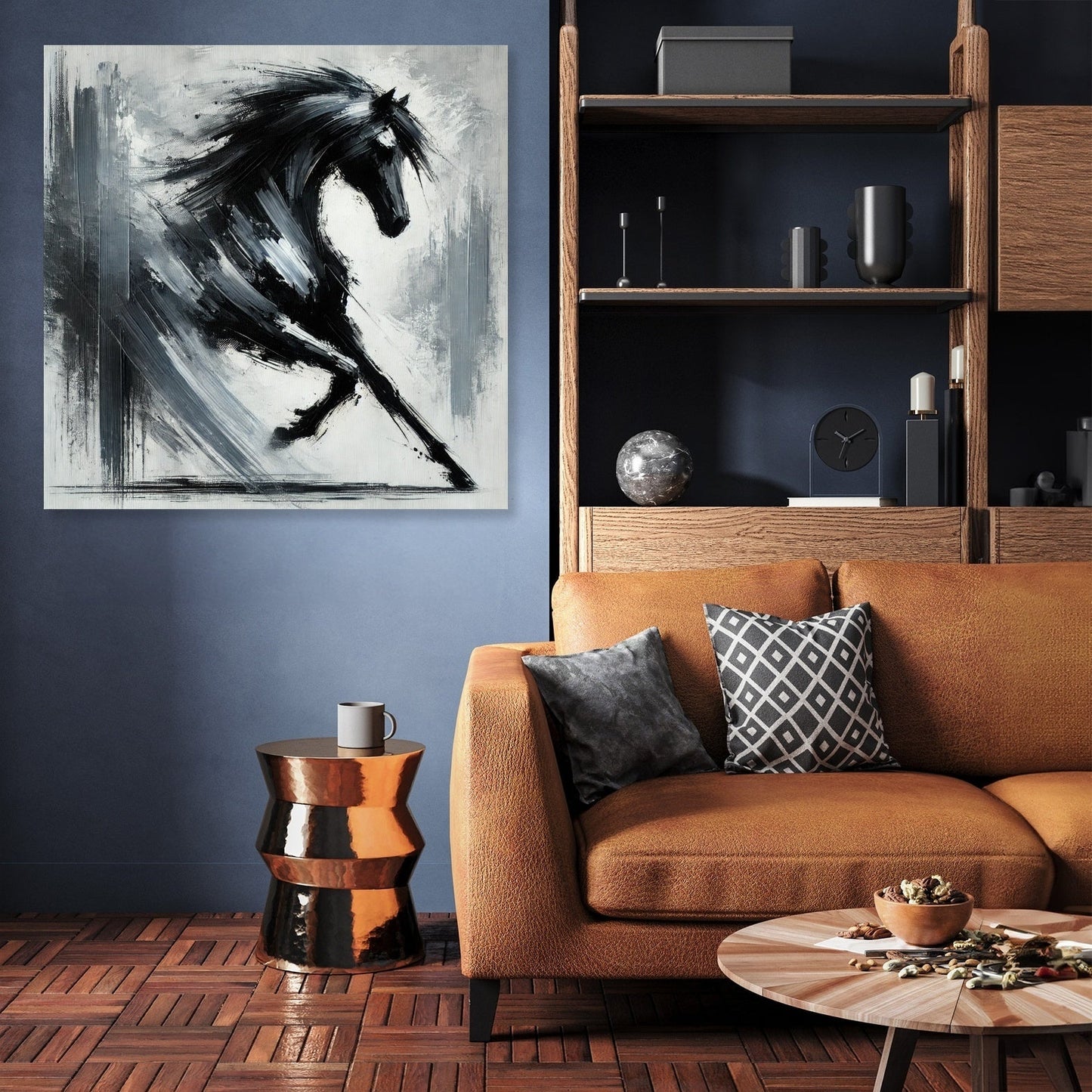 Dynamic Black Horse Canvas